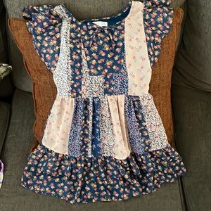 Girls blue and pink floral dress size 8